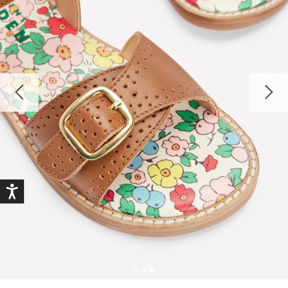 Mini Boden Leather Buckle Strap Girls Sandals with Floral Insole - Picture 7 of 7
